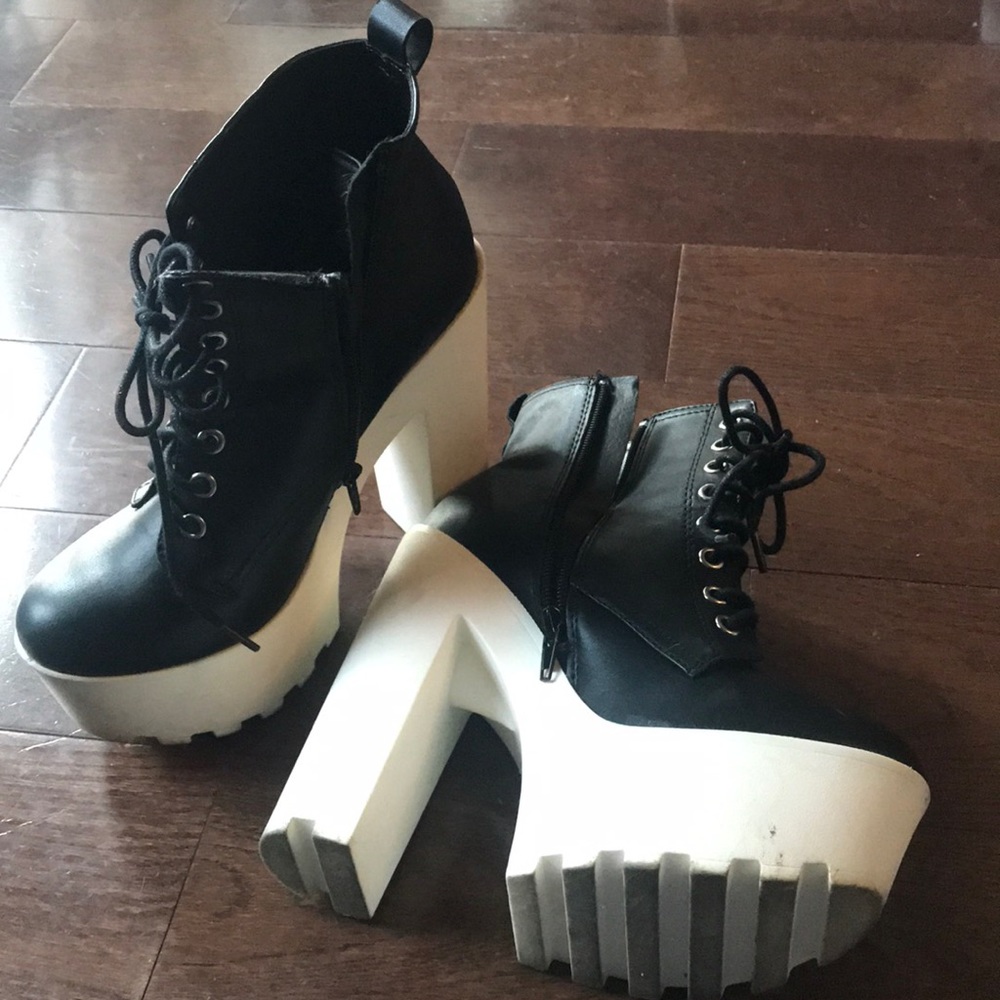 Black and White platform booties